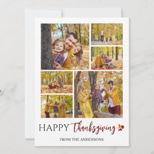 Floral Herfst Modern Happy thanksgiving familiefot Feestdagenkaart