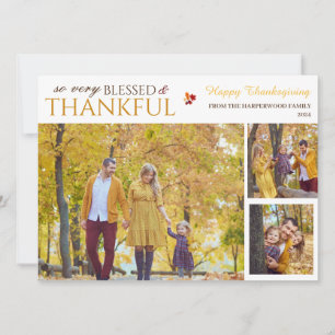 Floral Herfst Modern Happy thanksgiving familiefot Feestdagenkaart