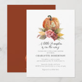 Floral Herfst pompoen Baby shower Kaart (Voorkant / Achterkant)