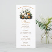Floral Herfst Pompoen Thanksgiving Diner Menu (Staand voorkant)