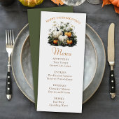 Floral Herfst Pompoen Thanksgiving Diner Menu