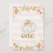 Floral Herfst Pumpkin 1e verjaardag Uitnodiging (Achterkant)