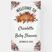 Floral & Herfst Pumpkin Baby shower Welkom Spandoek (Verticaal)