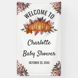 Floral & Herfst Pumpkin Baby shower Welkom Spandoek