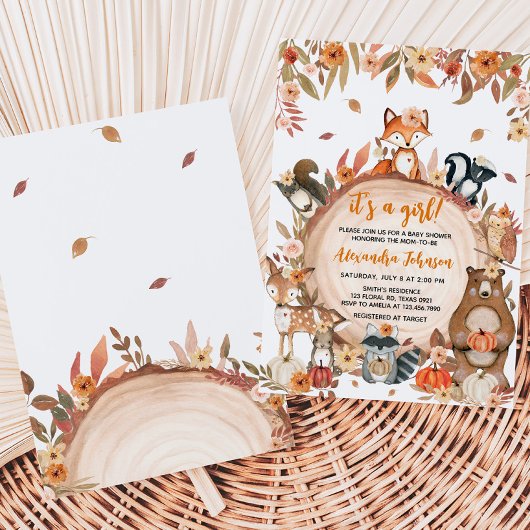 Floral Herfst Pumpkin Woodland Baby shower Kaart
