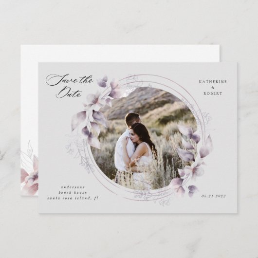 floral herfst save the date post briefkaart (Voorkant / Achterkant)