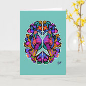 Floral hersenontwerp met aqua achtergrondkaart kaart (Gele Bloem)