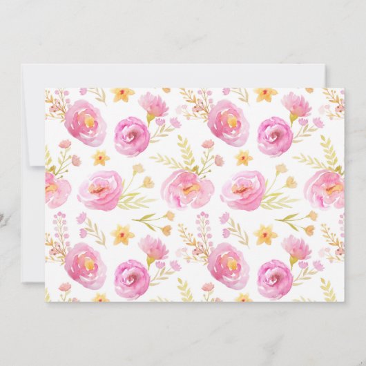 Floral Het is een meisje. Roze foto-Baby shower Kaart (Achterkant)