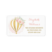 Floral Hete Luchtballon Avontuur Retouradres Etiket (Voorkant)