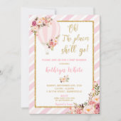 Floral Hete Luchtballon Baby shower Uitnodiging Me (Voorkant)