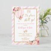 Floral Hete Luchtballon Baby shower Uitnodiging Me (Staand voorkant)
