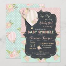 Floral Hete Luchtballon Baby shower Uitnodiging Me