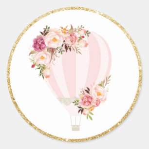 Floral heteluchtballon voor Sticker labels