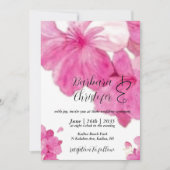 Floral,  hibiscus fuchsia Wedding Kaart (Voorkant)