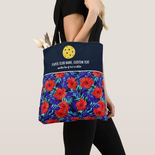 Floral Hibiscus Print Custom Pickleball Paddle Tote Bag (Dichtbij)