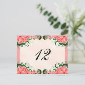 Floral Hibiscus Roze Receptie Tafelnummer Kaarten (Staand voorkant)