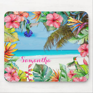 Floral Hibiscus Tropical Beach gepersonaliseerd Muismat