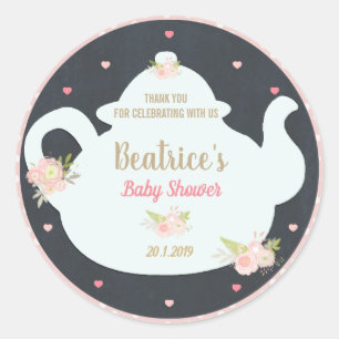 Floral High Tea Baby shower Dank u Sticker