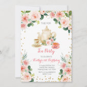 Floral High Tea Party Birthday Invite Kaart (Voorkant)