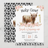 Floral Highland Heilige Koe Koe Print Eerste Verja Kaart (Voorkant / Achterkant)