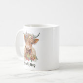 Floral Highland Koe - Aangepersonaliseerde koffie Koffiemok (Voorkant links)