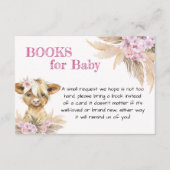 Floral Highland Koe Baby shower Boeken voor Baby Informatiekaartje (Voorkant)