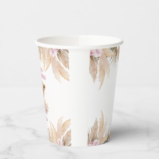 Floral Highland Koe Baby shower Papieren Bekers (Links)