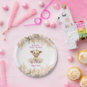 Floral Highland Koe Baby shower Papieren Bordje (Feest)