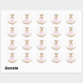 Floral Highland Koe Baby shower Ronde Sticker (Vel)