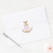 Floral Highland Koe Baby shower Ronde Sticker (Envelop)