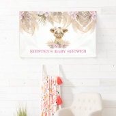 Floral Highland Koe Baby shower Welkom Spandoek (Insitu)