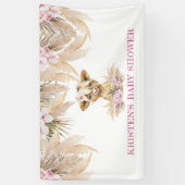 Floral Highland Koe Baby shower Welkom Spandoek (Verticaal)