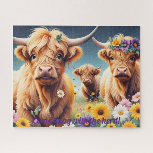 Floral Highland Koeien 16 x 20 Legpuzzel (Horizontaal)