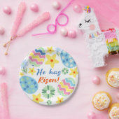 Floral hij is opgestaan papieren bordje (Feest)