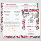 Floral Hindu Trouwceremonie Gevouwen Programma (Voorkant / Achterkant)