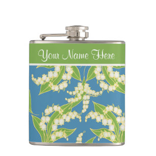 Floral Hip Flask: Lilies van de Valley Blue Heupfles