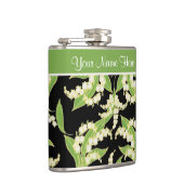  Floral Hip Flask: Lily of the Valley, Black Heupfles (Rechts)