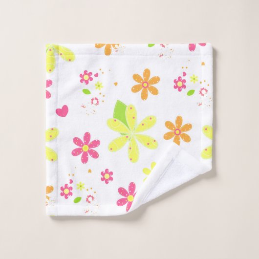 Floral Hippy Style Daisies Bad Handdoek (Wasdoekje)