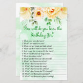 Floral Hoe goed ken je het verjaardagsmeisje? (Voorkant / Achterkant)