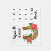 Floral Hoefijzer Baby Milestone Fleece Deken (Voorkant)