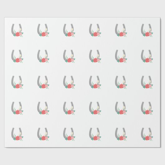 Floral Hoefijzer Cadeaupapier (Vlak)