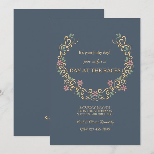 Floral Hoefijzer Uitnodiging (Voorkant / Achterkant)