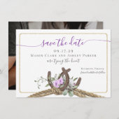 Floral Hoefijzers Rope Sla de datum op met Foto Kaart (Voorkant / Achterkant)