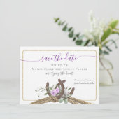 Floral Hoefijzers Rope Sla de datum op met Foto Kaart (Staand voorkant)