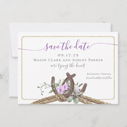 Floral Hoefijzers Rope Sla de datum op met Foto Kaart (Voorkant)