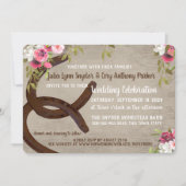 Floral Hoefijzers Rustic Wedding Kaart (Voorkant)