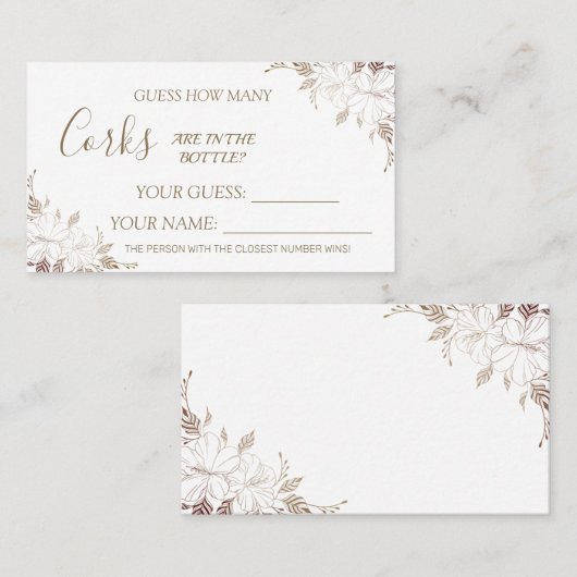 Floral Hoeveel Corks Vrijgezellenfeest kaartspel Plaatskaartje (Voorkant / Achterkant)