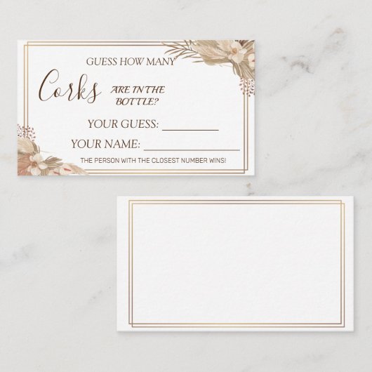 Floral Hoeveel Corks Vrijgezellenfeest kaartspel Plaatskaartje (Voorkant / Achterkant)