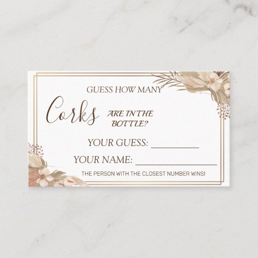 Floral Hoeveel Corks Vrijgezellenfeest kaartspel Plaatskaartje (Voorkant)