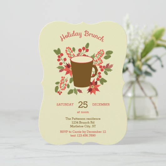 Floral Holiday Brunch Uitnodiging (Staand voorkant)